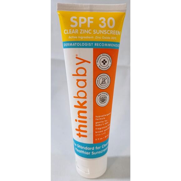 NEW! Think Thinkbaby SPF 30 CLEAR Zinc Sunscreen 3 fl oz 89 ml - Picture 1 of 5